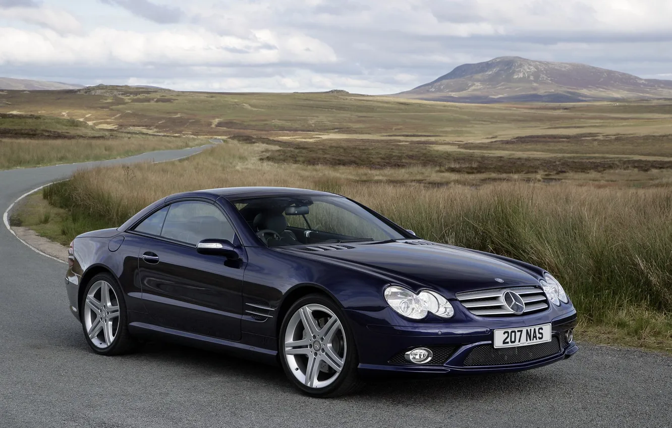 Photo wallpaper mountains, track, Mercedes