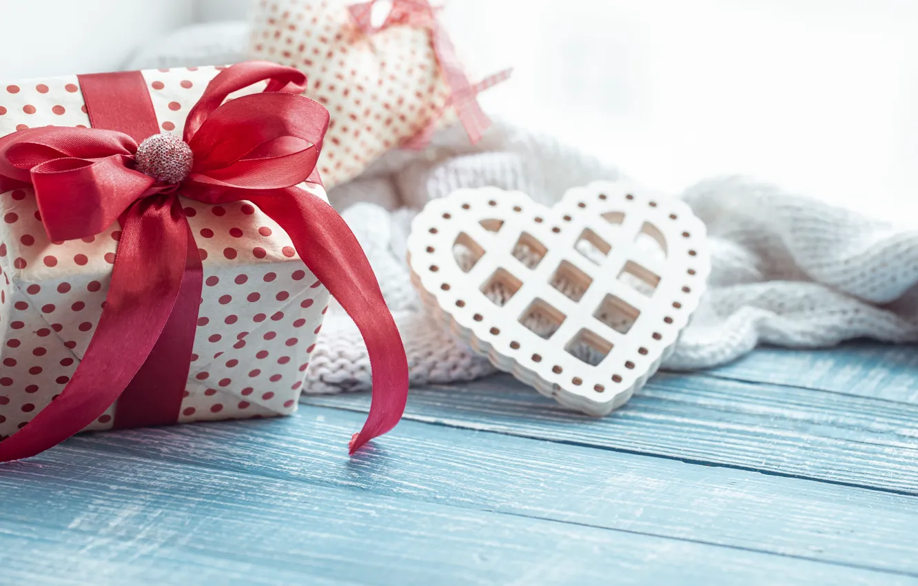 Photo wallpaper love, holiday, box, gift, heart, Board, bow, bow