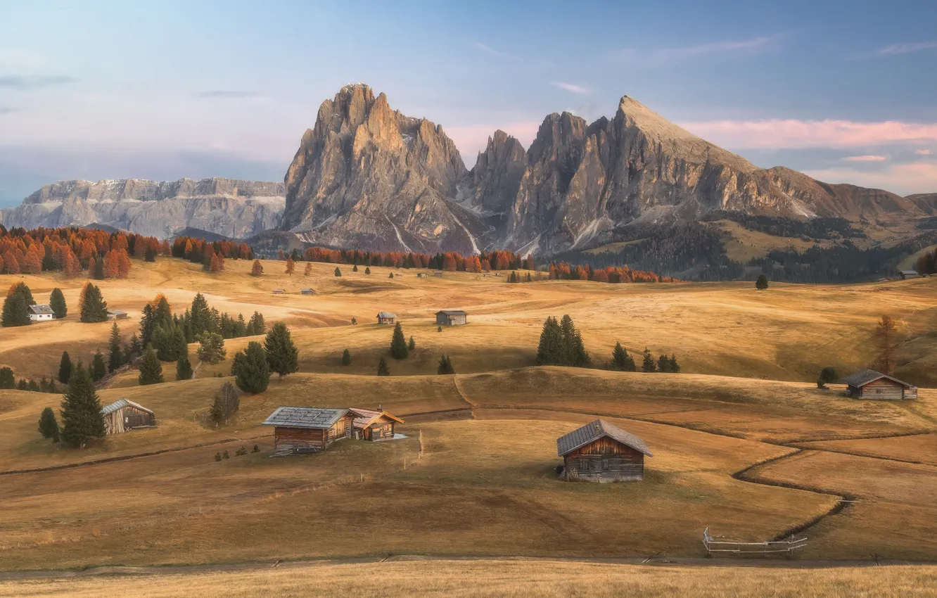 Photo wallpaper mountains, Alps, house