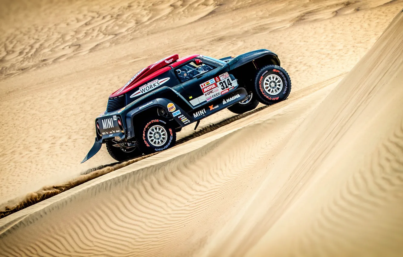Photo wallpaper Sand, Auto, Mini, Sport, Machine, Speed, Rally, Dakar