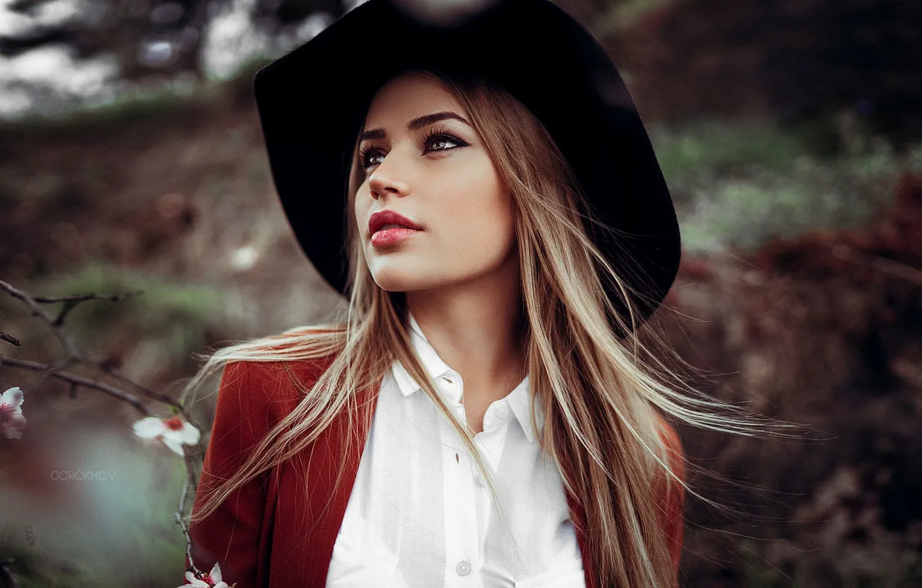 Photo wallpaper girl, flowers, view, model, beauty, nice, Mary Jane, Wore