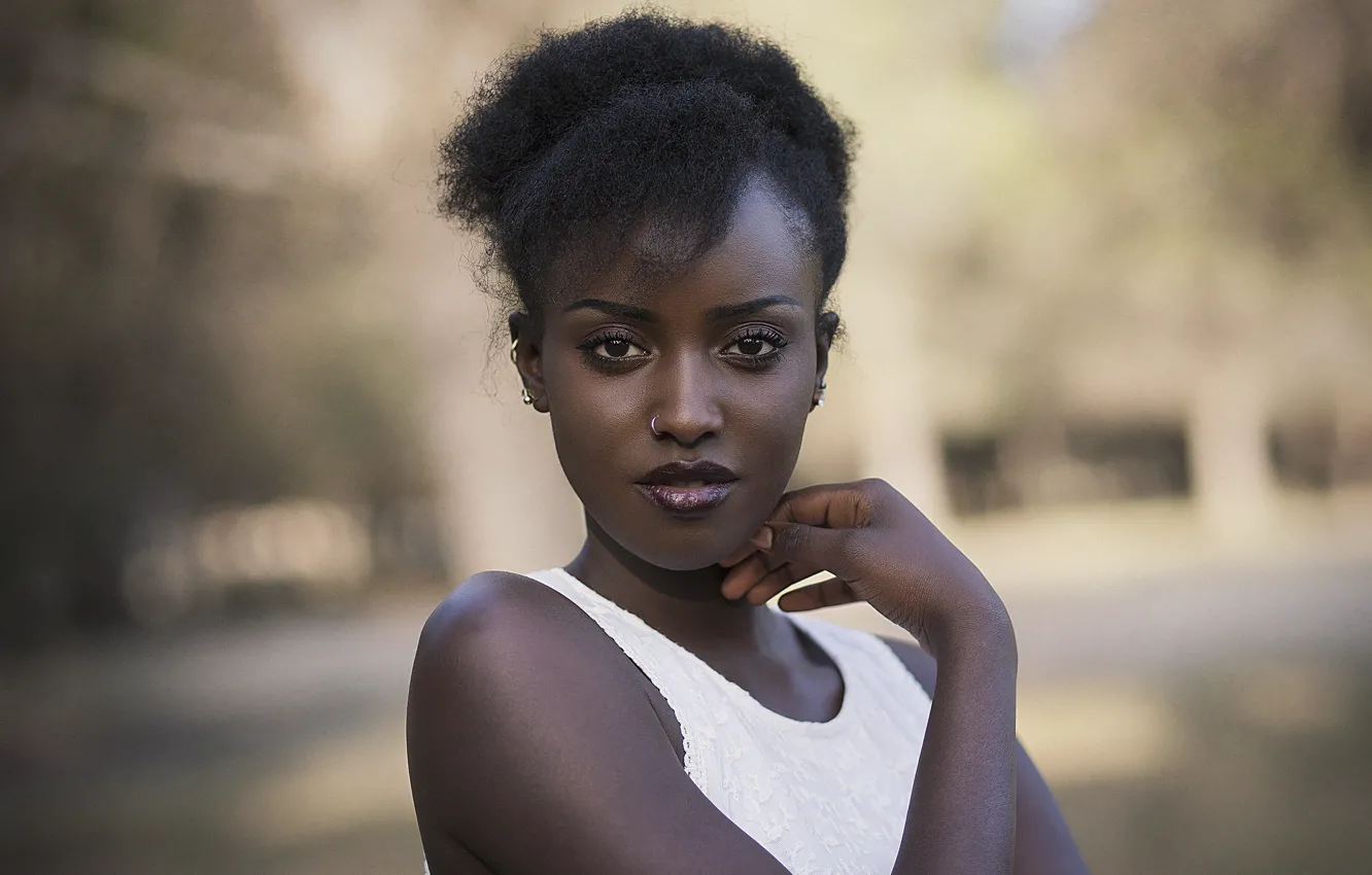 Photo wallpaper look, girl, background, model, black