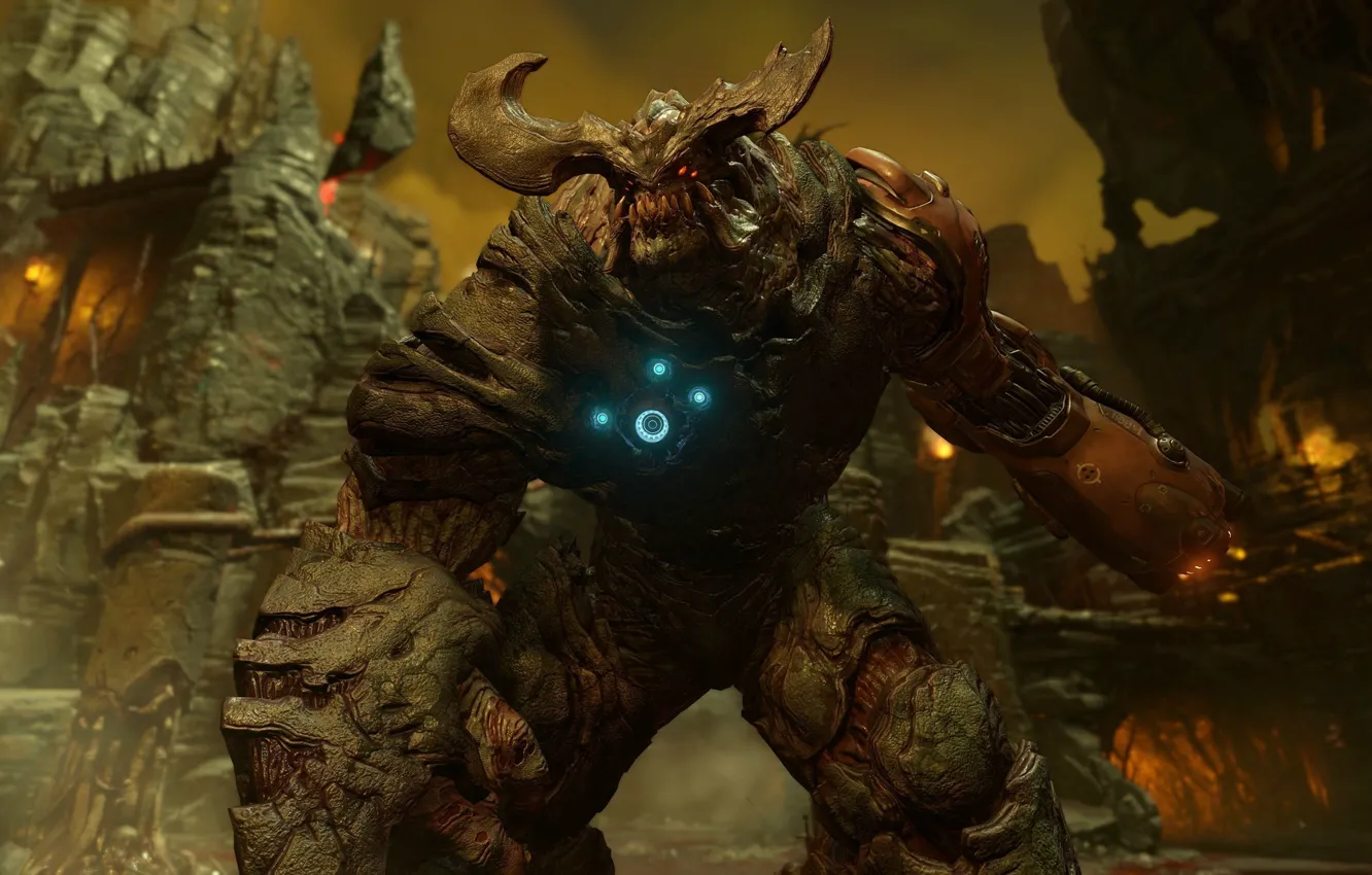 Photo wallpaper teeth, horns, Bethesda Softworks, id tech 6, id Software, Doom 4