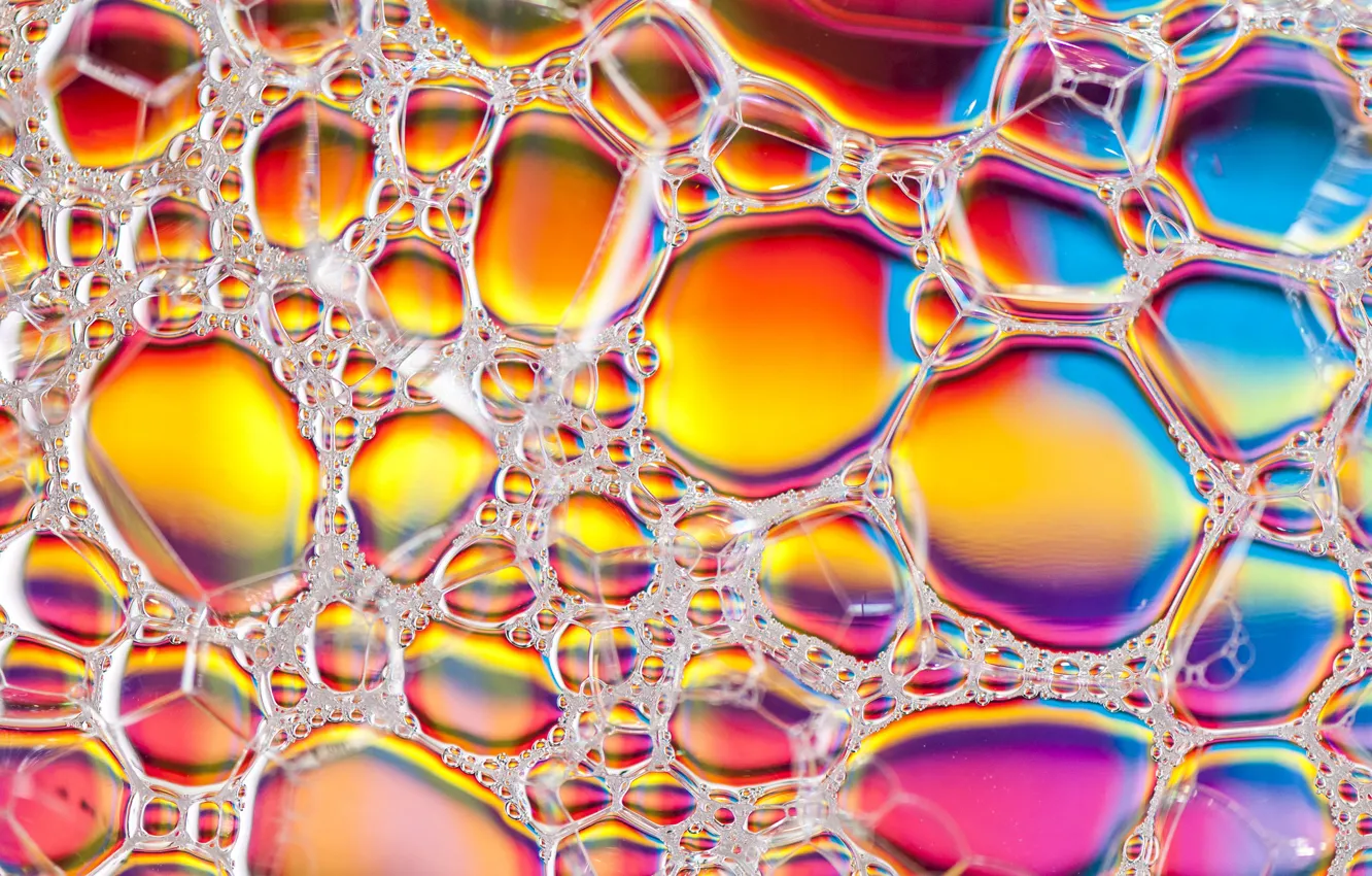 Photo wallpaper foam, bubbles, Shine, color, liquid, the volume