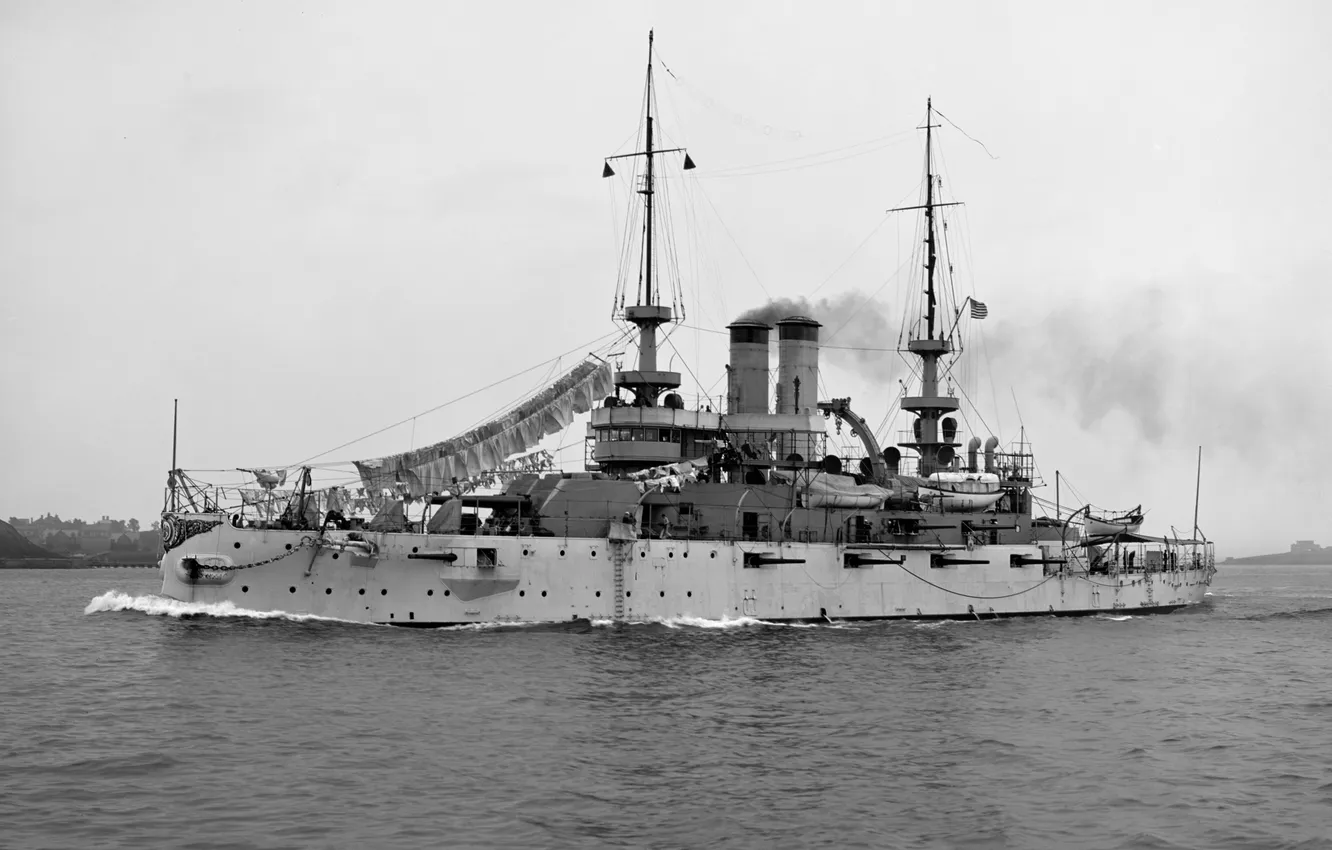 Photo wallpaper retro, battleship, 1905, sanitary day, USS Illinois