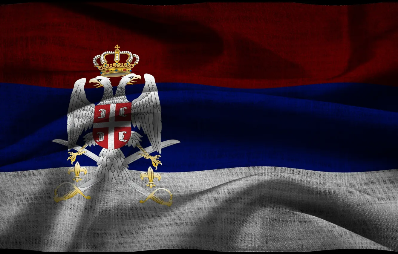 Photo wallpaper flag, coat of arms, Serbia, Serbia