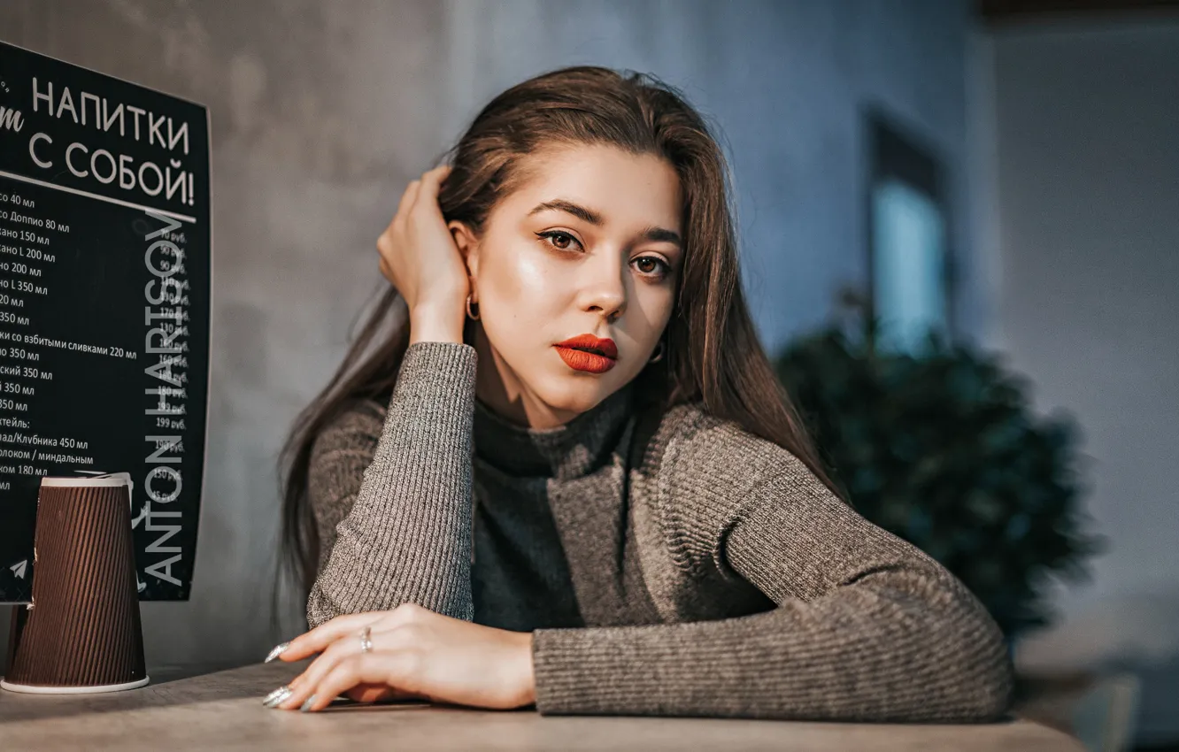 Photo wallpaper look, girl, face, pose, portrait, hands, Anton Kharisov, Katya Pronin