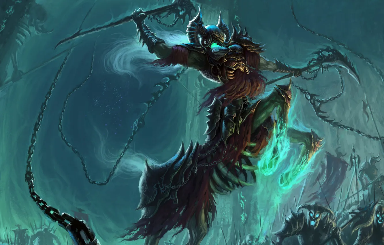 Photo wallpaper weapons, being, art, chain, skeleton, helmet, armor, fantasy