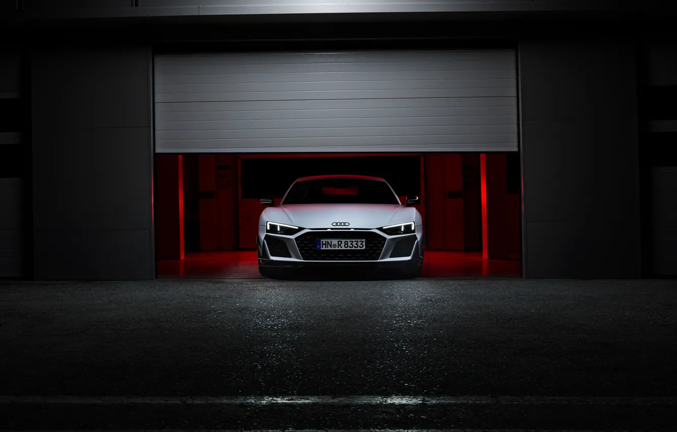 Photo wallpaper Audi, headlights, R8, Audi R8 Coupe V10 GT RWD