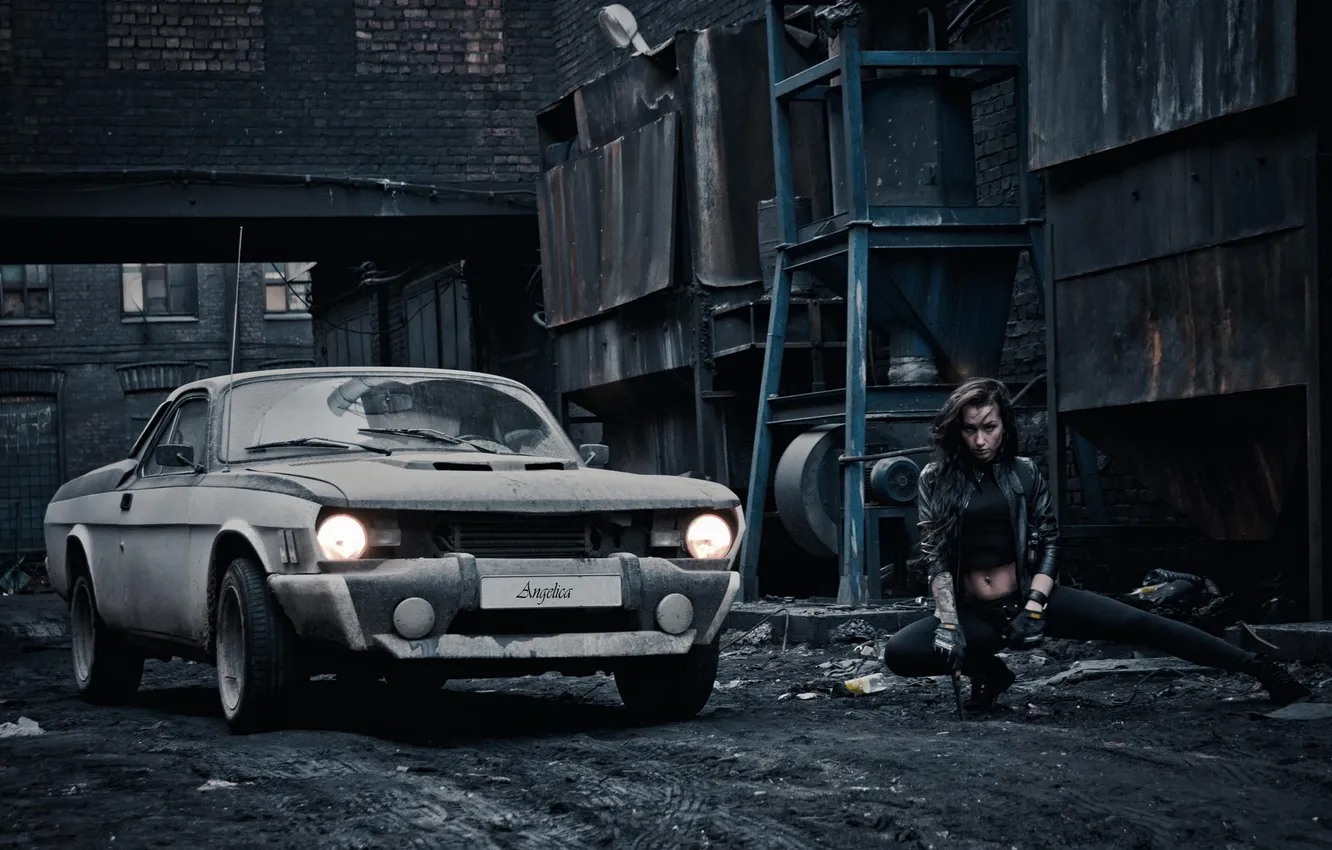 Photo wallpaper girl, wolf, dirt, tattoo, cap, hot, baby, SPb