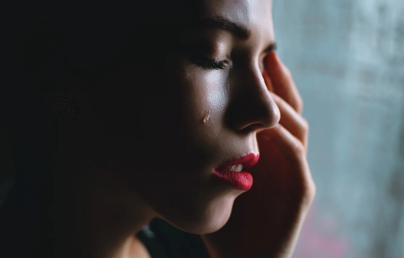 Photo wallpaper girl, mood, tears