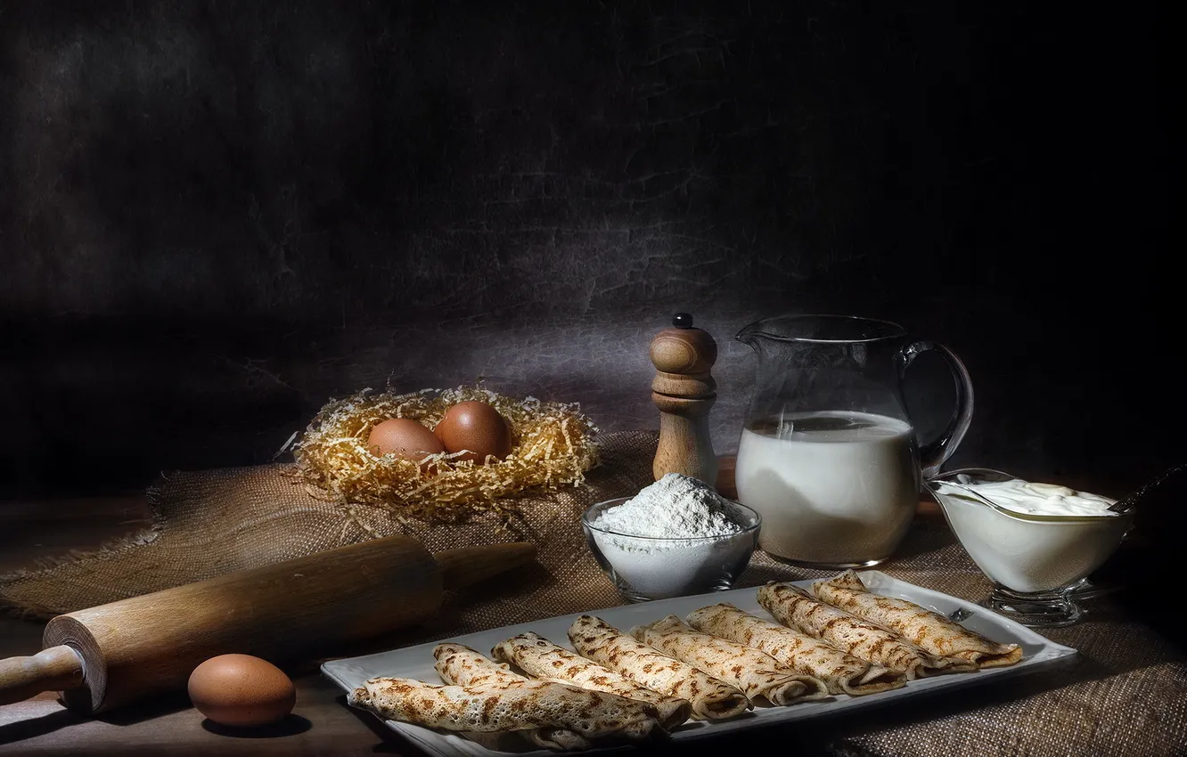 Photo wallpaper food, pancakes, products