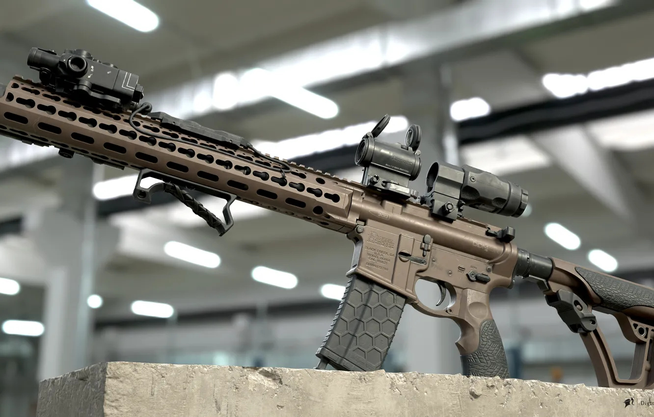 Photo wallpaper 3d art, Digital Coalition, DDM4ISR, optimized for the 300 Blackout cartridge., AR15 type firearms