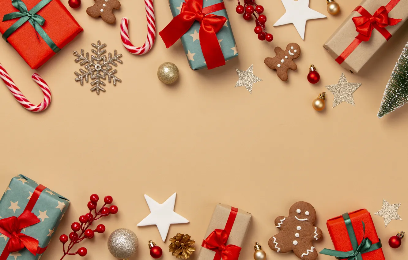 Photo wallpaper balls, decoration, Christmas, New year, tree, christmas, new year, bump