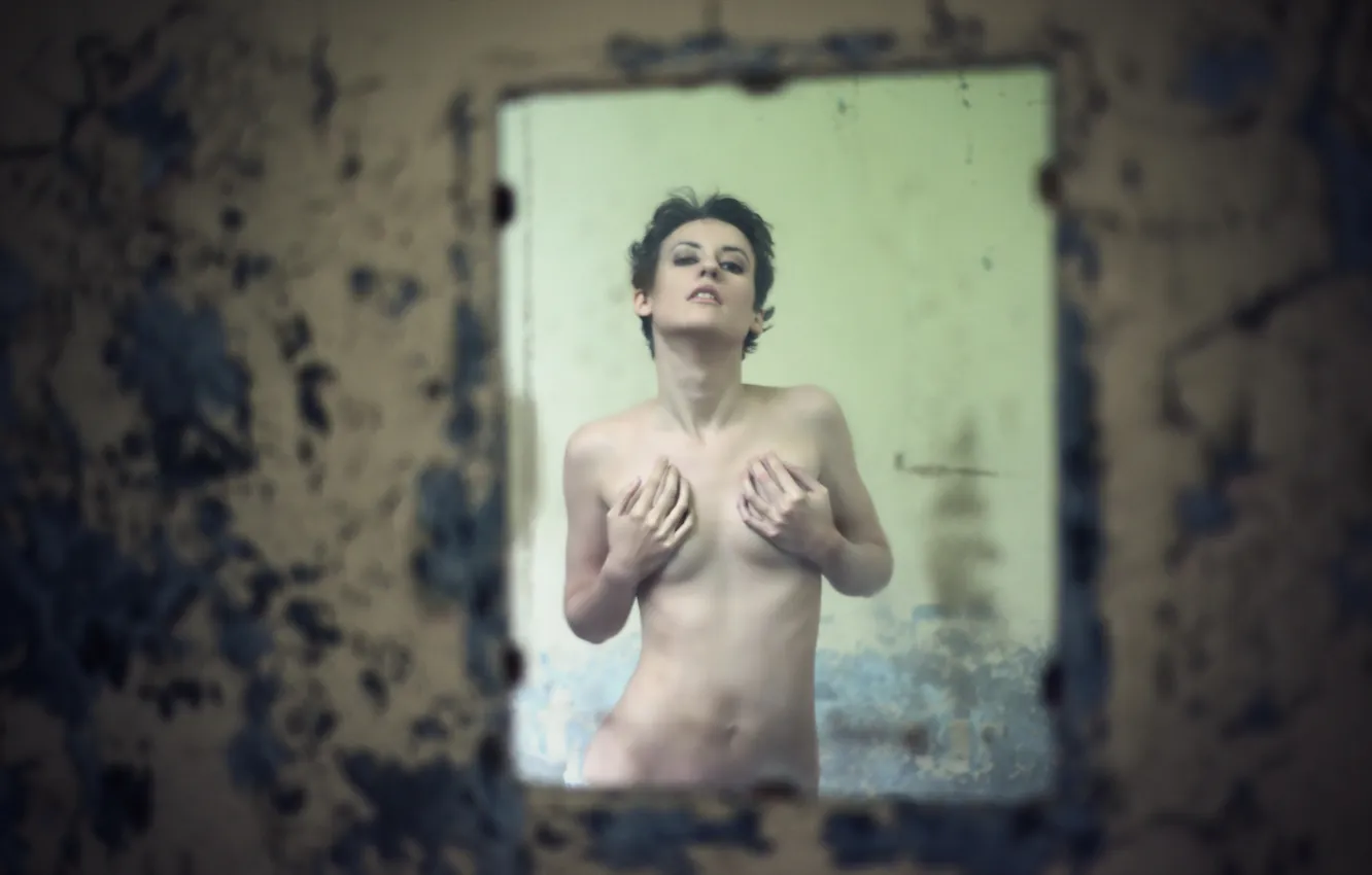 Photo wallpaper girl, background, mirror