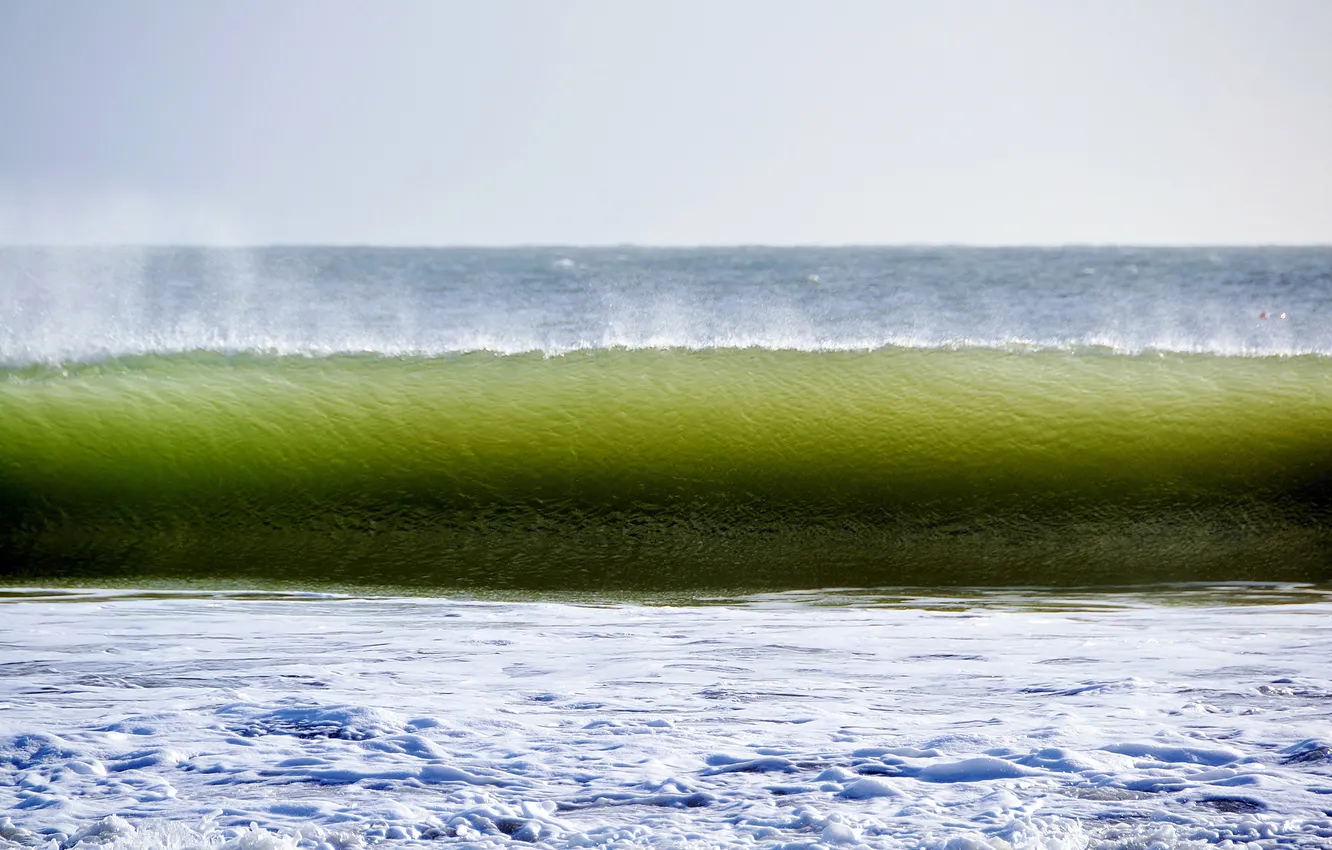 Photo wallpaper sea, wave, the sky, squirt