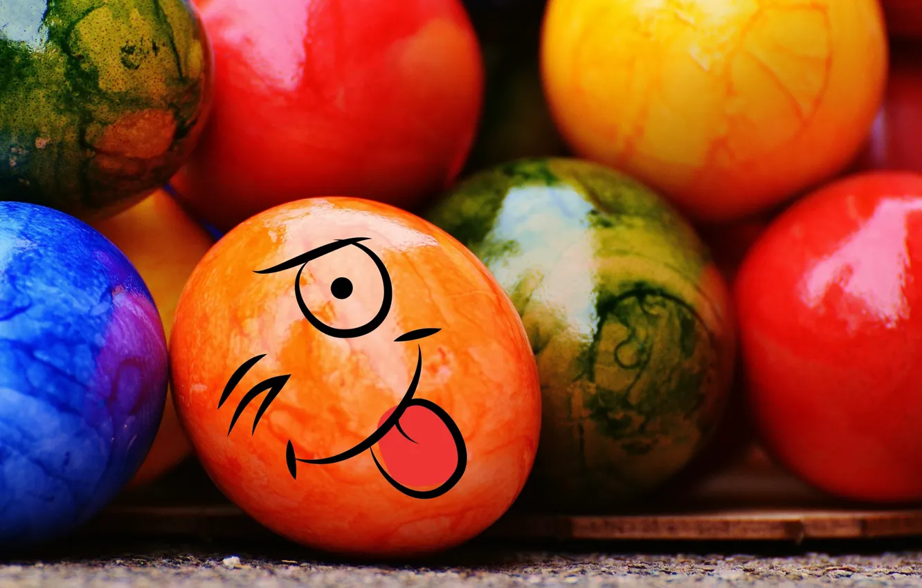 Photo wallpaper colorful, smile, Easter, rainbow, Easter, eggs, funny, decoration