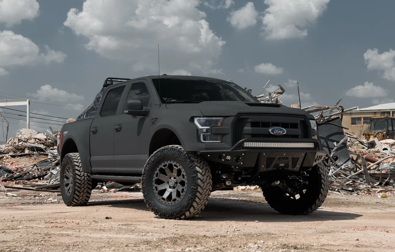 Photo wallpaper Ford, Black, with, F150, Rhino, Warlord