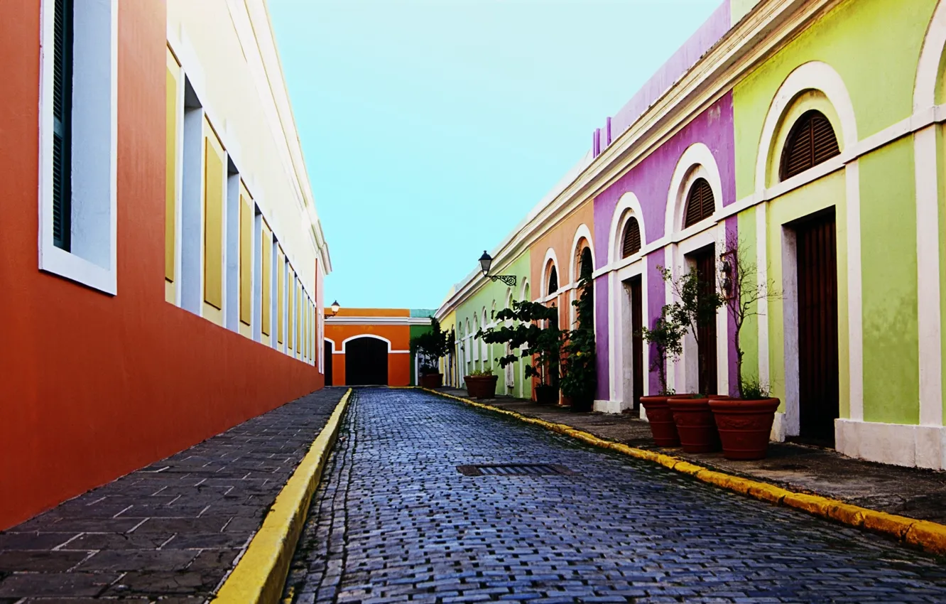 Photo wallpaper the city, street, color, building