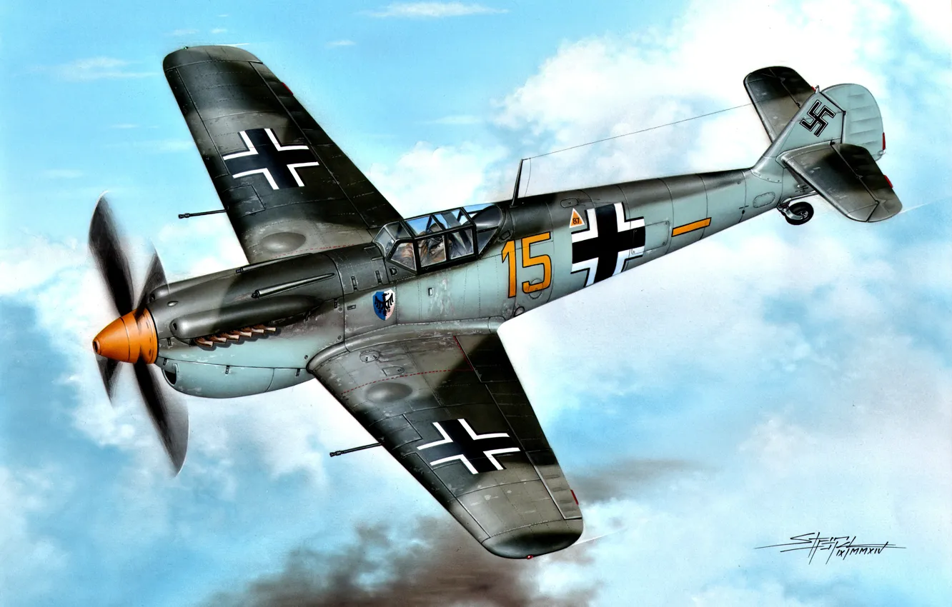 Photo wallpaper Spain, Hispano, Buchon, HA 1112 Buchon, Camouflage for the film "Battle of Britain" 1969