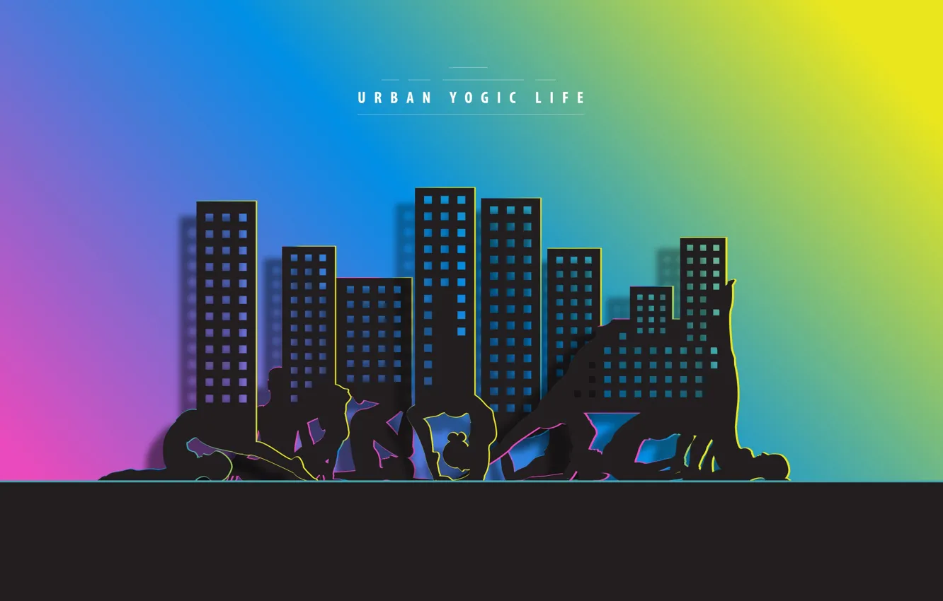 Photo wallpaper the city, sport, shadow, silhouette, yoga