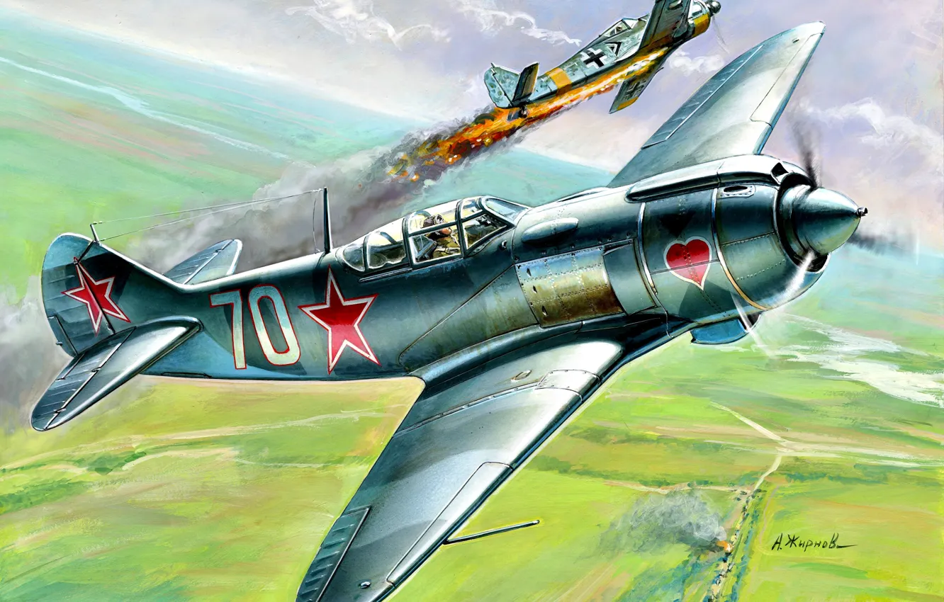Photo wallpaper The great Patriotic war, Air force, La 5FN, Focke-Wulf, CCCP, WWII, Fw.190A, Soviet Air Force