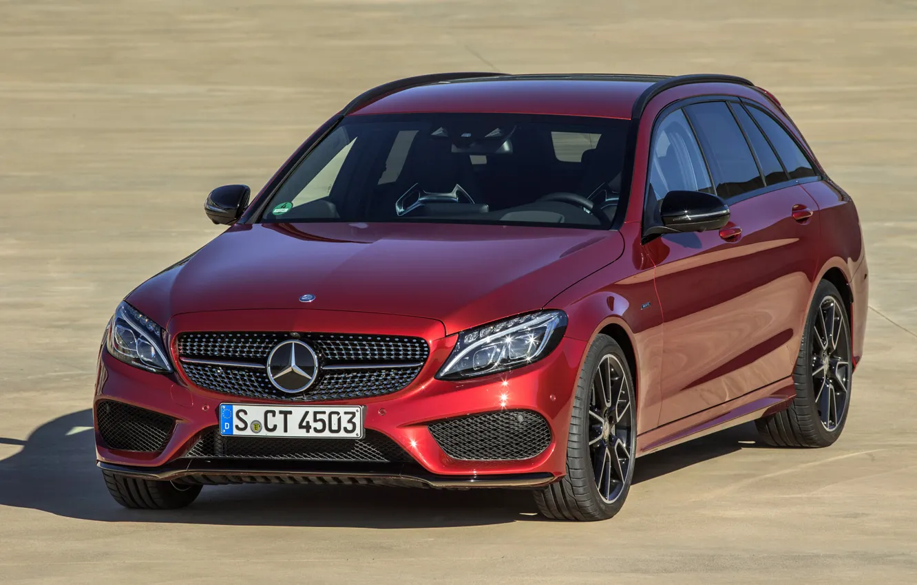 Photo wallpaper Mercedes-Benz, red, AMG, 4MATIC, c450