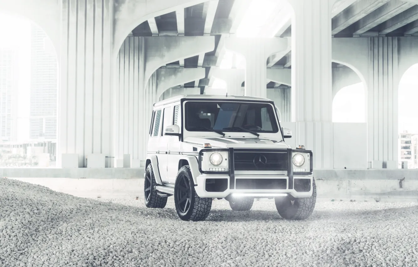 Photo wallpaper Mercedes-Benz, white, G55, front, G-Class, W463