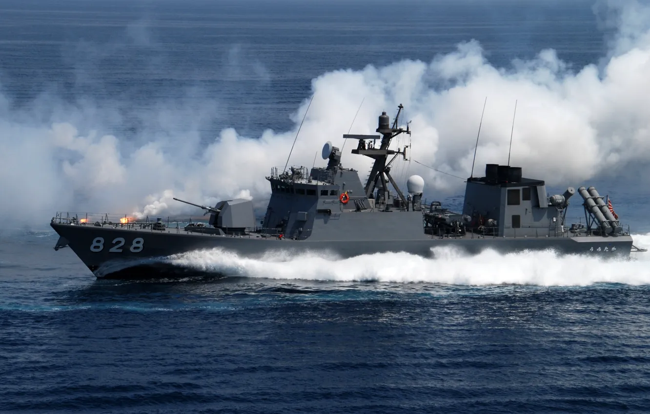 Photo wallpaper Mitsubishi Heavy Industries, Maritime self-defense force of Japan, The self-defense forces of Japan, Umitaka (PG-828), …