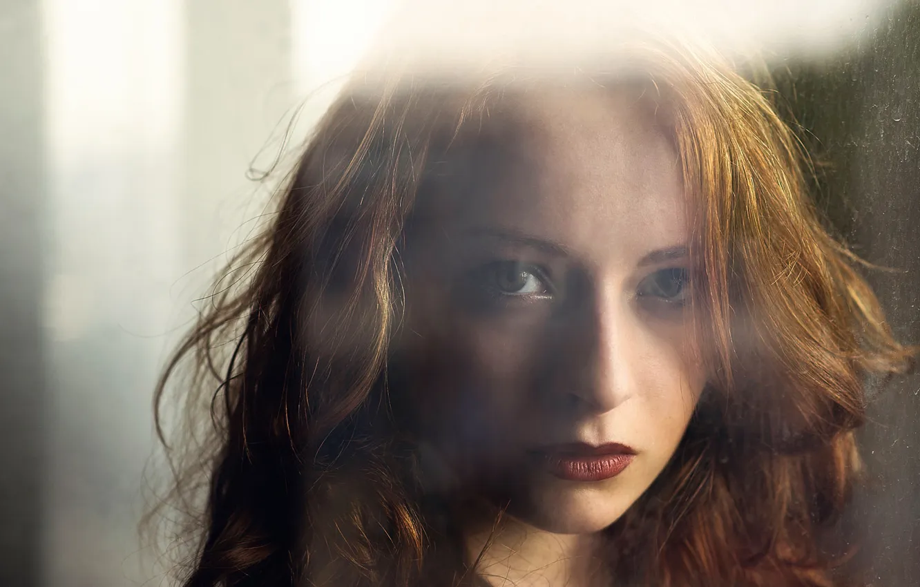 Photo wallpaper look, sponge, the beauty, redhead, cutie, Francesco Stifani, Dirty Window