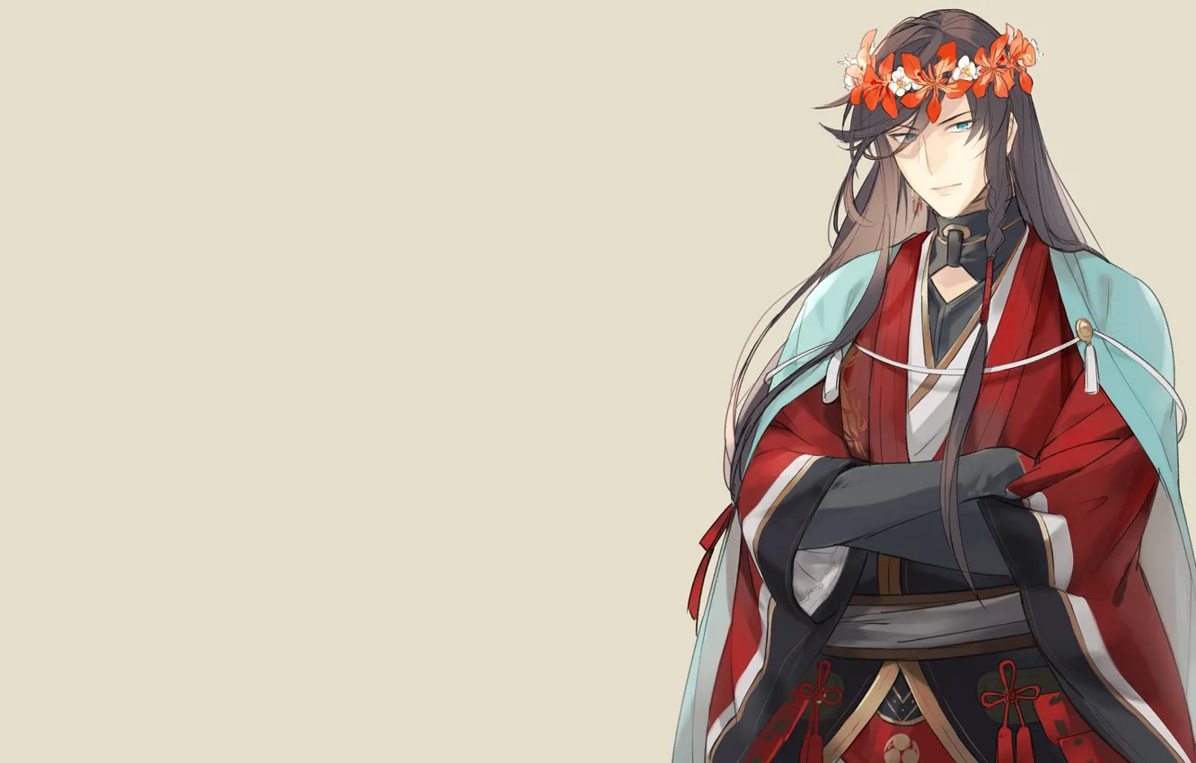 Photo wallpaper guy, wreath, caity, Touken Ranbu, Dance of swords, Izumi from Kami Kanesada