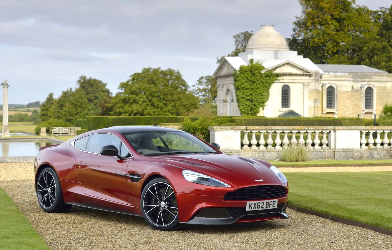 Photo wallpaper machine, red, Aston Martin, the front, Burgundy, Suite, Vanquish, AM310