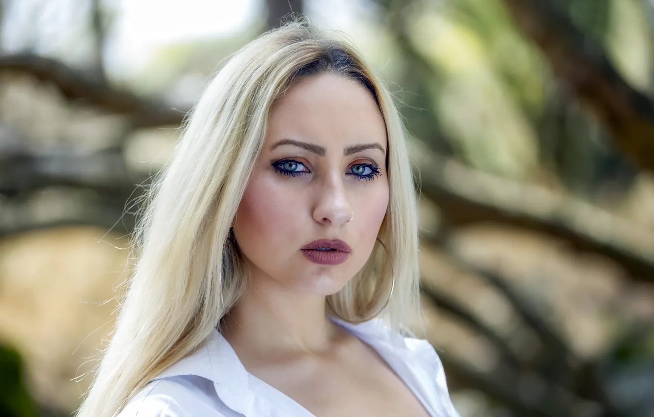 Photo wallpaper look, girl, portrait, blonde