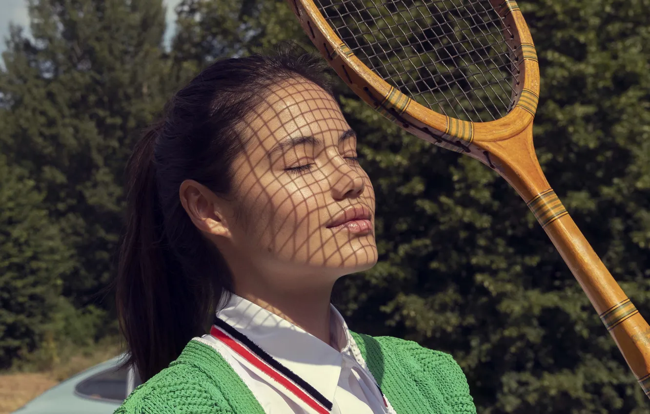 Photo wallpaper girl, beautiful, racket, professional tennis player, Emma Raducanu