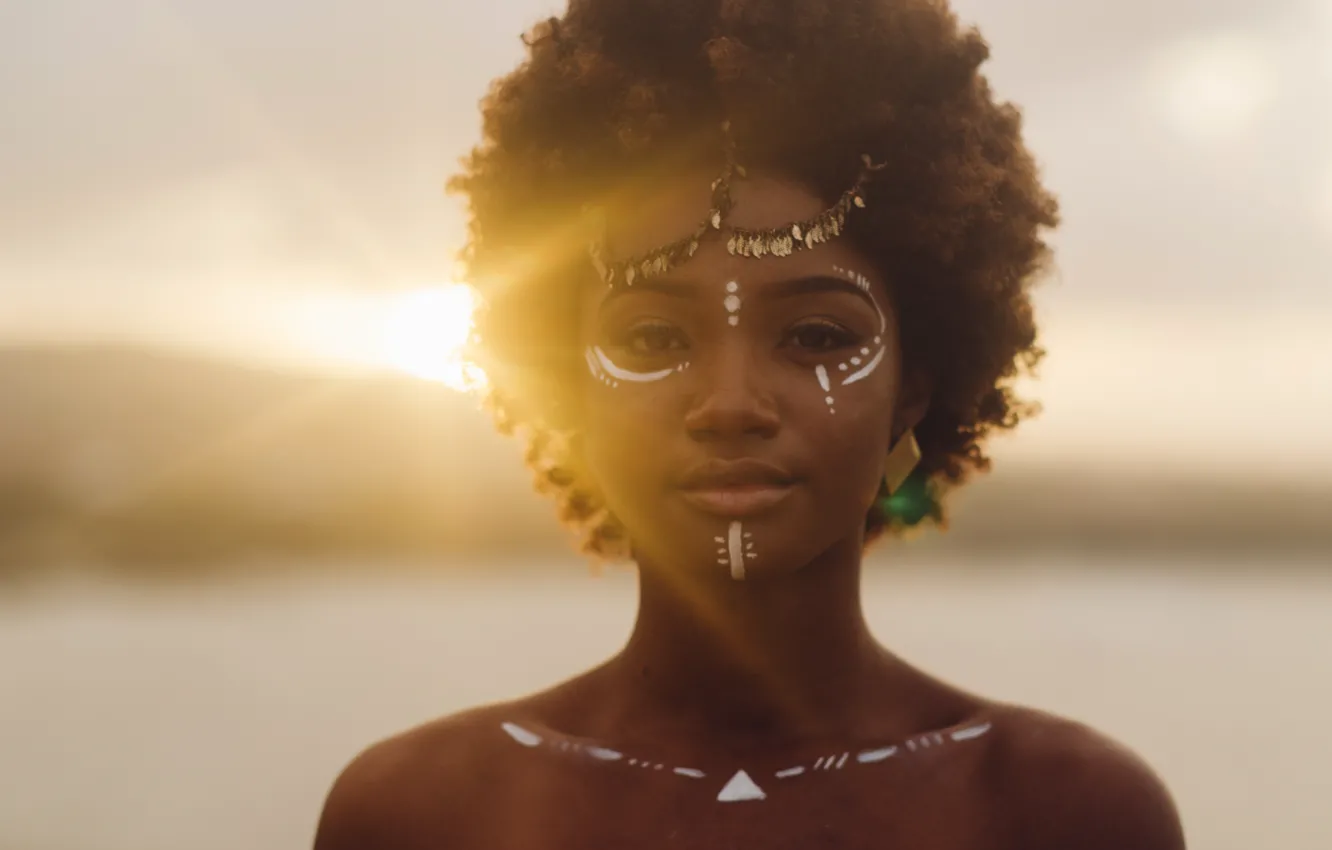 Photo wallpaper girl, portrait, black