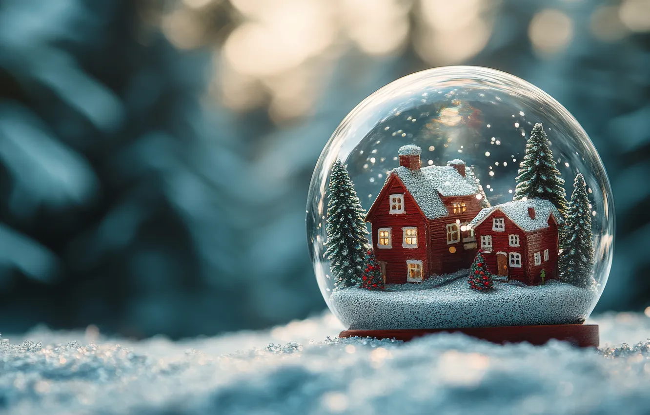Photo wallpaper winter, forest, snow, new year, ate, Christmas, the snow, house