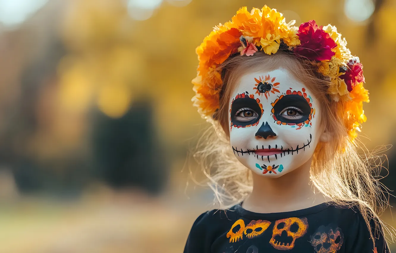 Photo wallpaper autumn, look, nature, holiday, portrait, girl, Halloween, Halloween