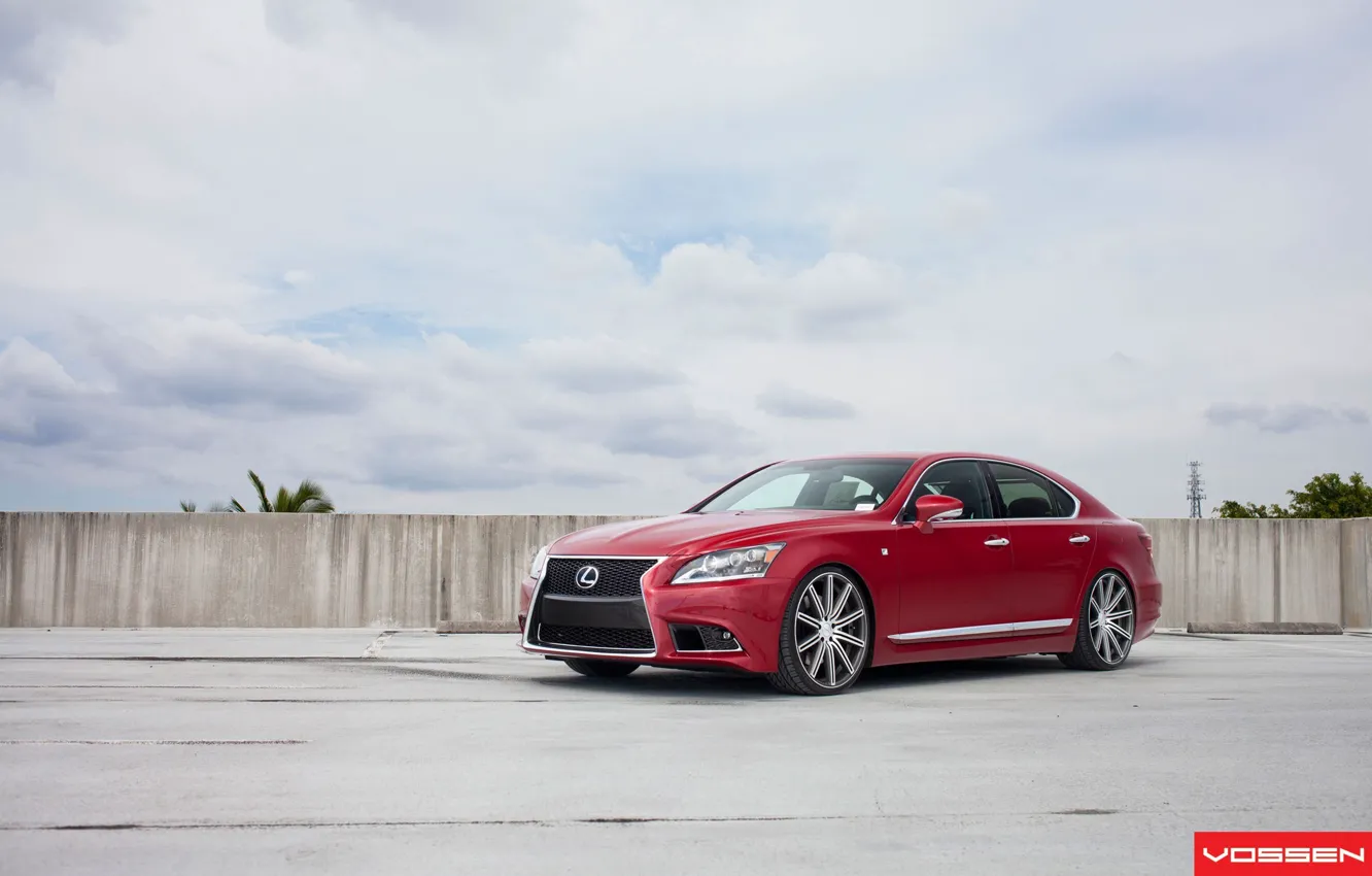 Photo wallpaper red, Vossen, Lexus LS460