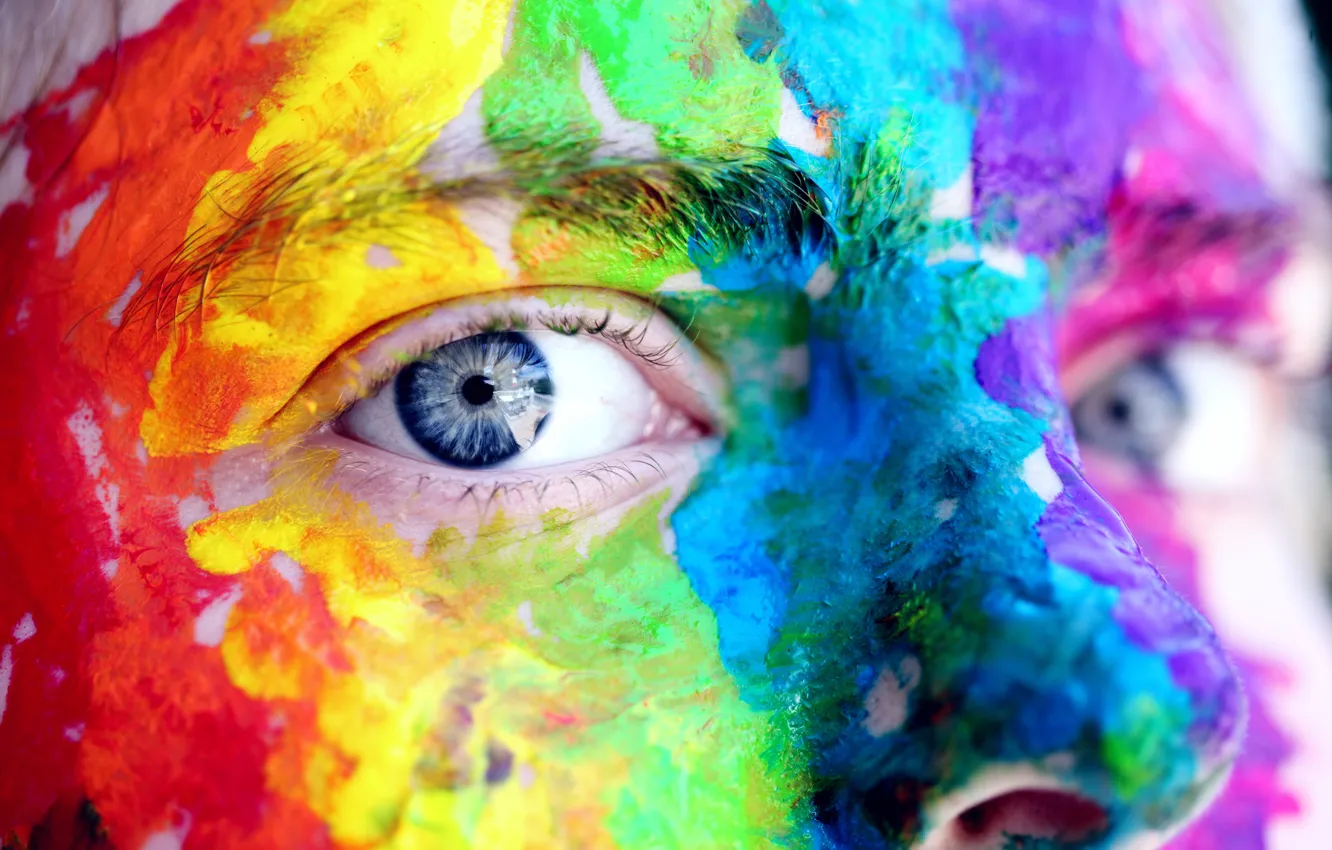 Photo wallpaper LOOK, COLOR, FACE, EYES, PAINT