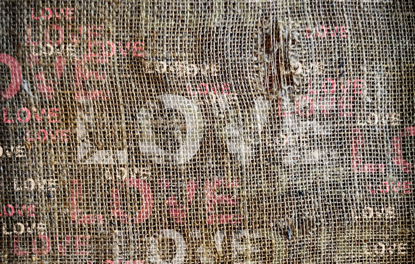 Photo wallpaper love, the inscription, Love, thread, rough cloth