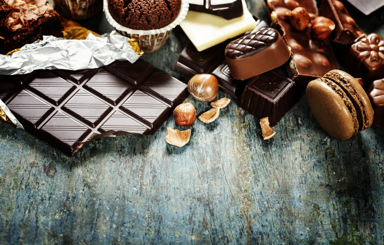 Photo wallpaper tile, chocolate, cookies, candy, nuts, Natalia Klenova