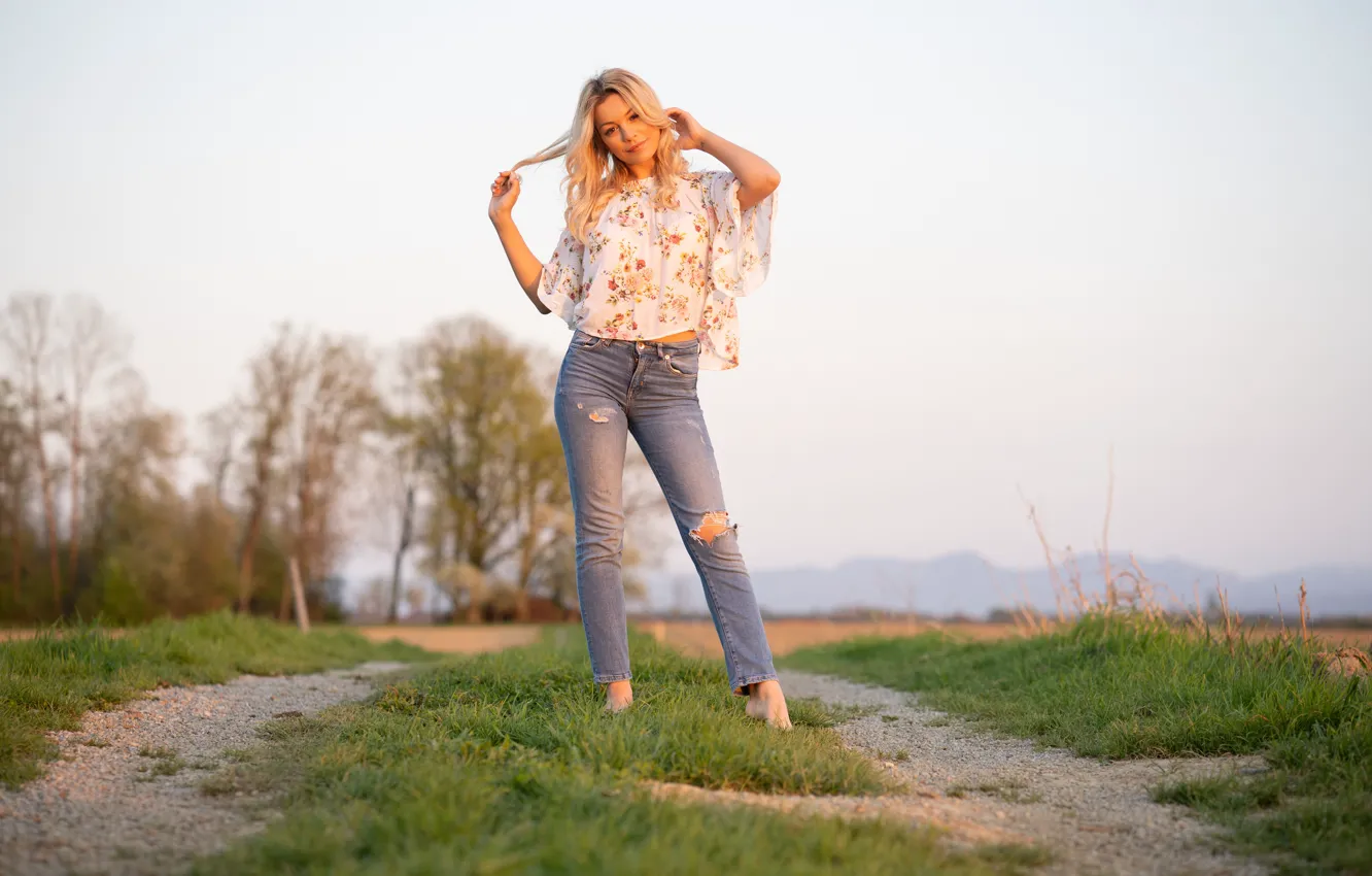 Photo wallpaper road, girl, Sofia