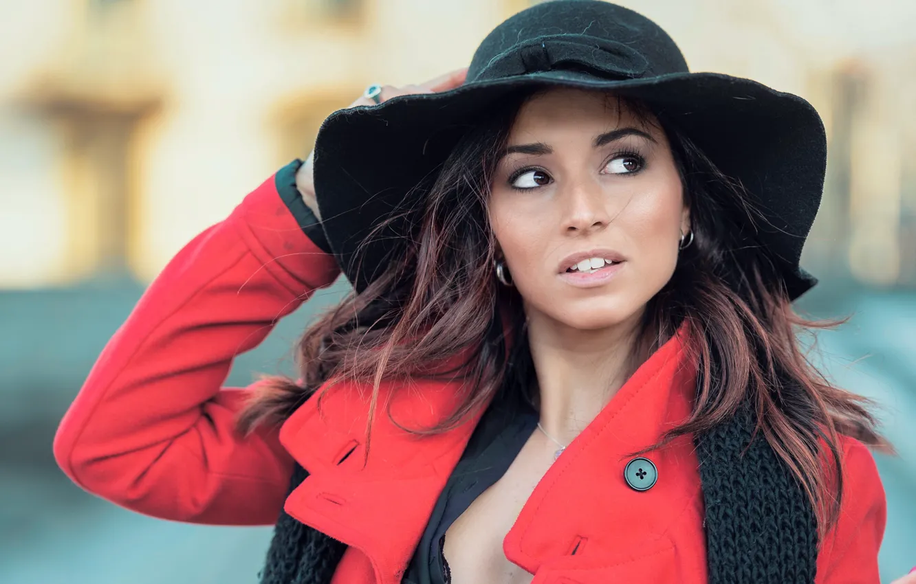 Photo wallpaper sexy, model, hat, beauty, bokeh, Stefania