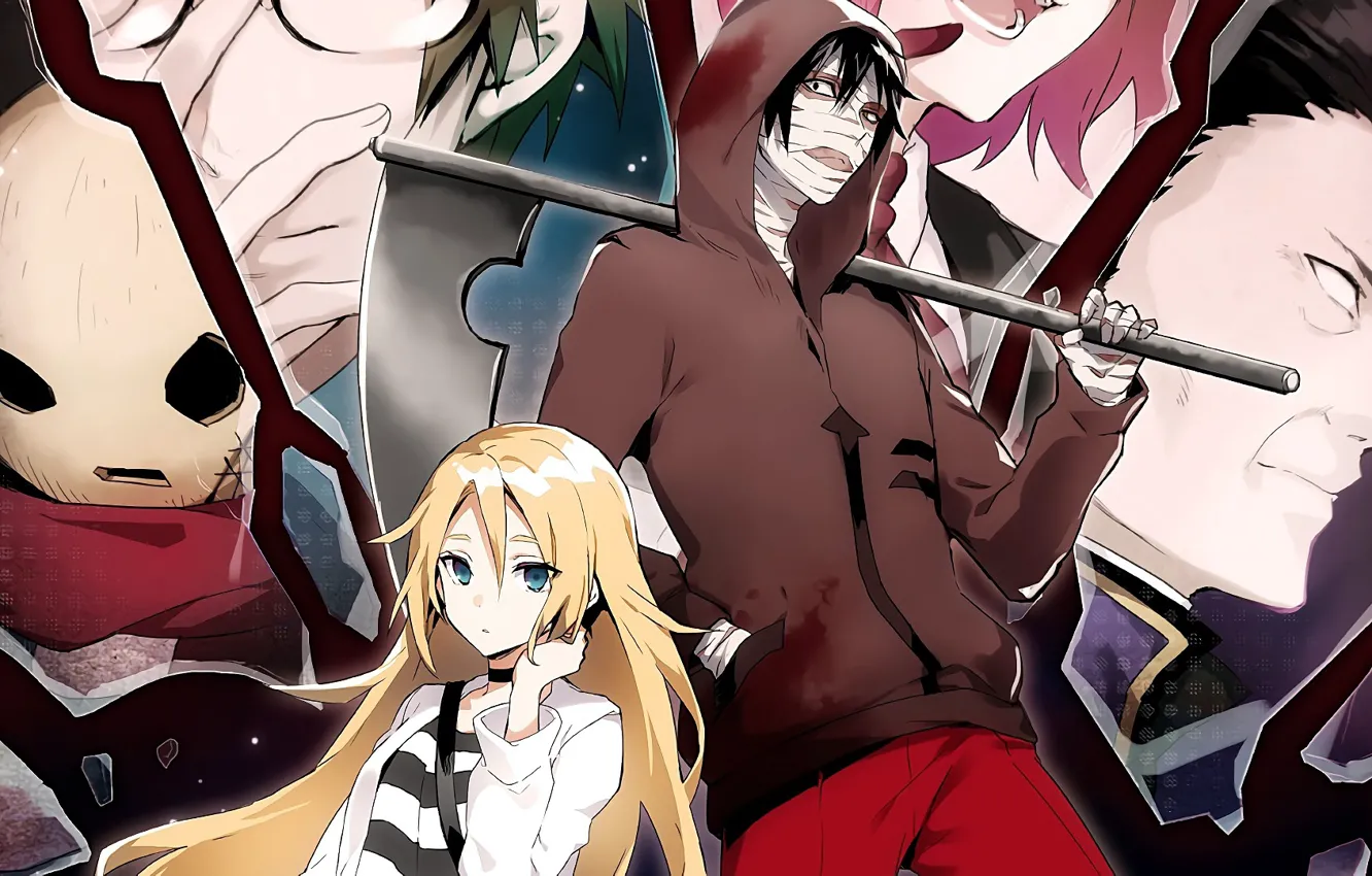Photo wallpaper girl, mask, guy, two, characters, Angel bloodshed, Satsuriku no Tenshi