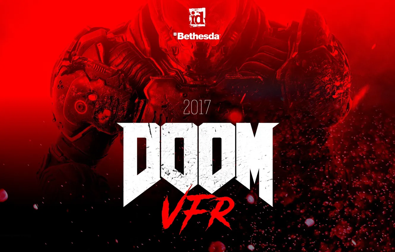 Photo wallpaper blood, soldier, marine, Bethesda, Doom, red, game, DOOM VFR