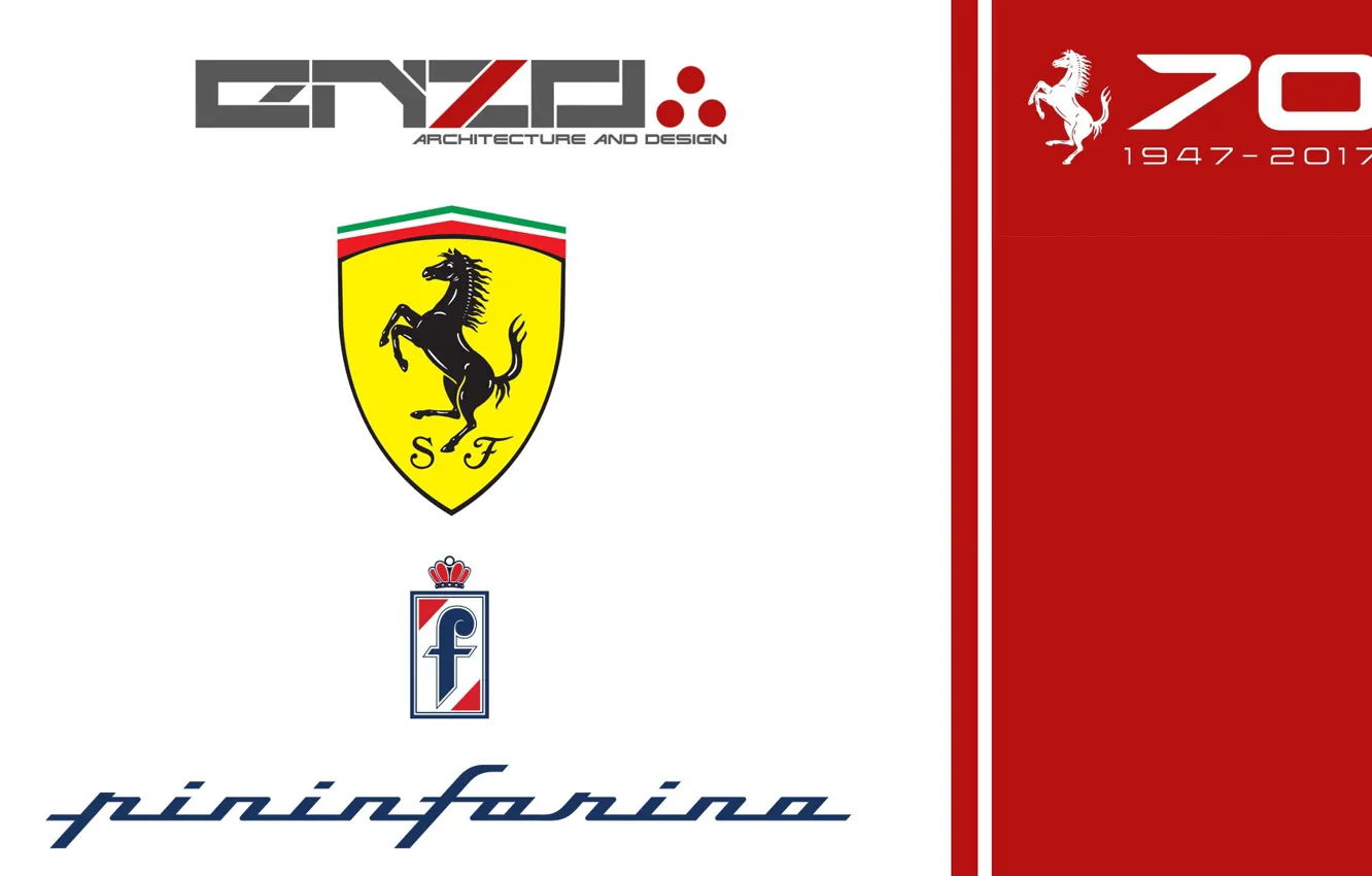 Photo wallpaper sign, emblem, Ferrari expo stand concept