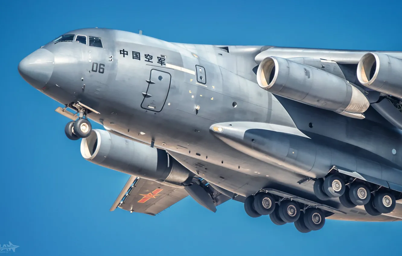 Photo wallpaper The plane, Engine, Wing, Military transport, Chassis, Xian Y-20, AIR FORCE CHINA, HESJA Air-Art Photography