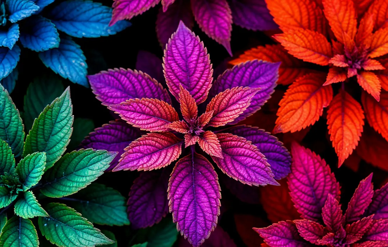 Photo wallpaper greens, leaves, plant, bright, mint