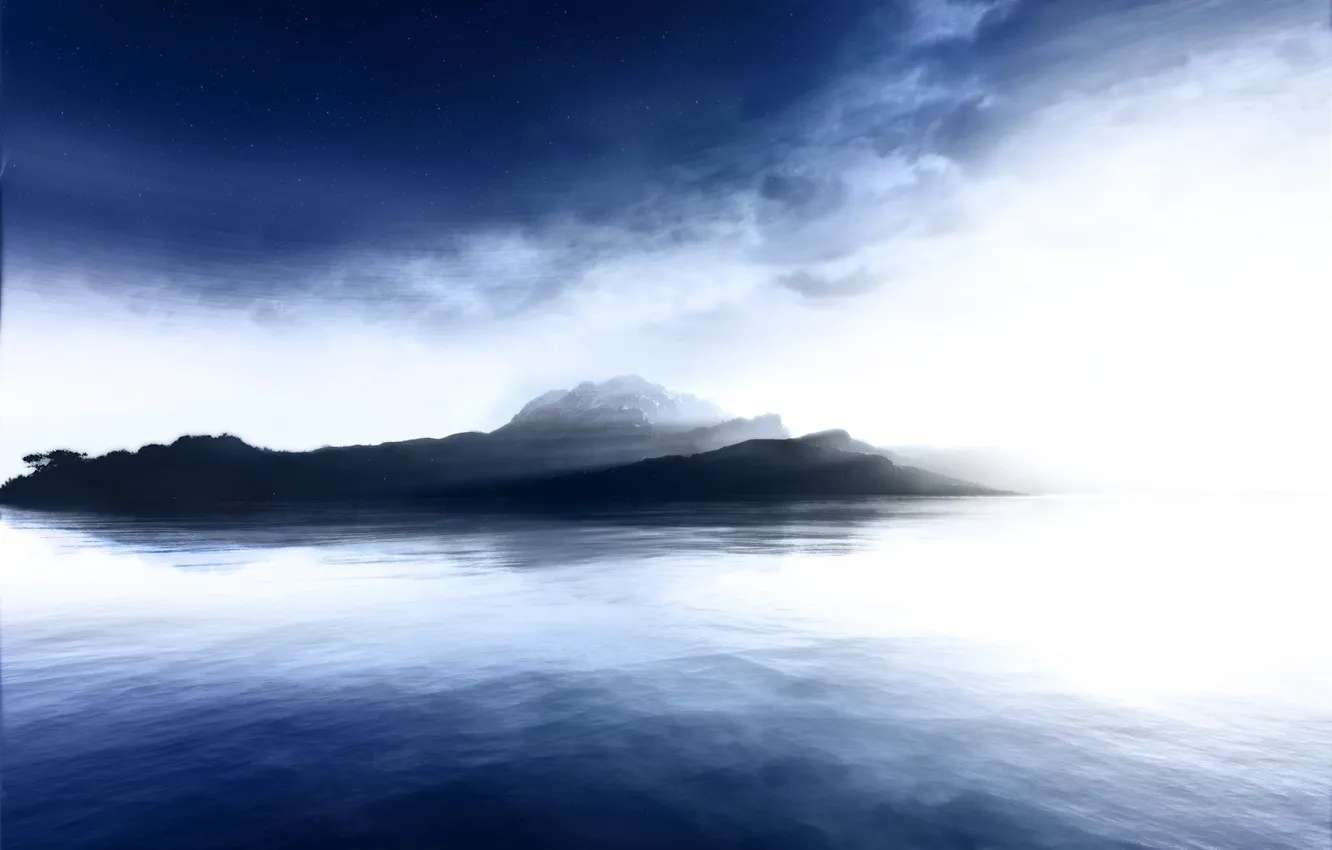 Photo wallpaper water, blue, island