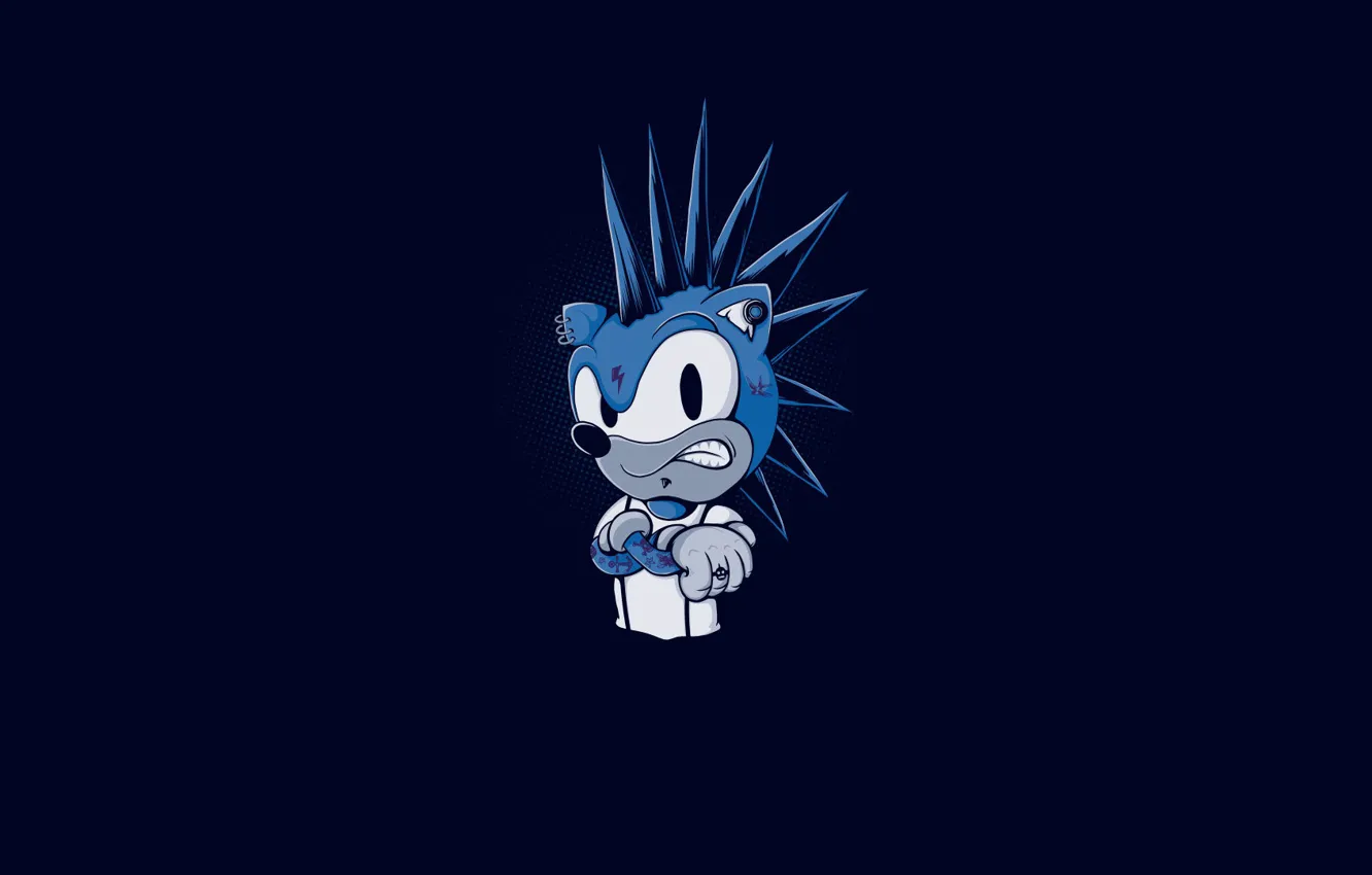 Photo wallpaper Minimalism, Figure, The game, Sonic, Art, Punk, Sonic, Character